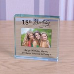 Personalised Any Age Birthday Token Photo Engraved Glass Block Paperweight Gift Glass Block 18th 21st 50th 70th Special Birthday Gift